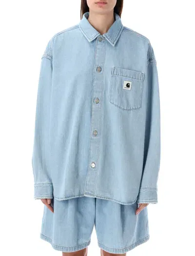 Carhartt W Alta Shirt Jacket In Blue Stone Bleached