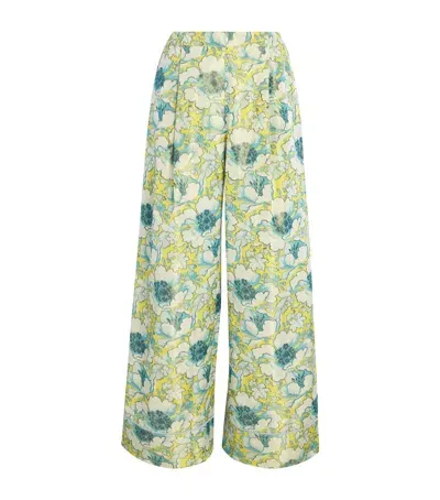 Carine Gilson Floral Pyjama Trousers In Green