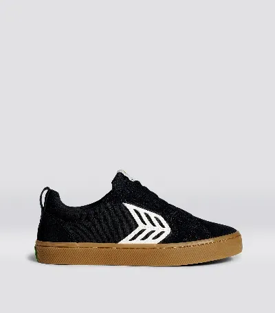 Cariuma Catiba Pro Low Gum Black Suede And Canvas Ivory Logo Sneaker Men In All Black Gum/ivory