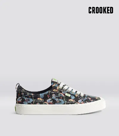 Cariuma Crooked Oca Low Black Graphic Print Canvas Sneaker Men In Crooked Black Graphic Print