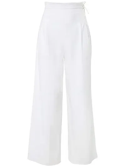 Carolina Herrera Cropped Wide-leg Trousers In White