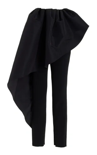 Carolina Herrera Drape-detailed Skinny-leg Pants In Black