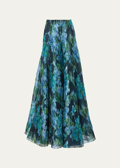 Carolina Herrera Printed Silk Palazzo Pants In Midnight Multi