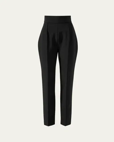 Carolina Herrera High-rise Pintuck Skinny-leg Pants In Black