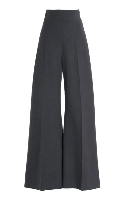 Carolina Herrera High-waist Stretch-wool Wide-leg Pants In Grey