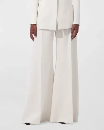 Carolina Herrera High-waist Wool-blend Wide-leg Pants In Ivory