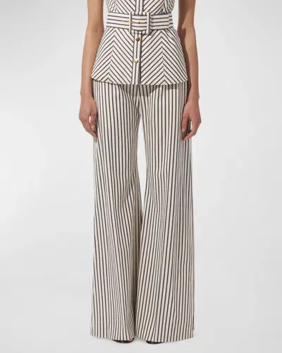 Carolina Herrera High-rise Cotton-blend Wide-leg Pants In Stripe