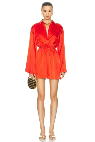 Caroline Constas Aesha Mini Shirt Dress In Madder Red