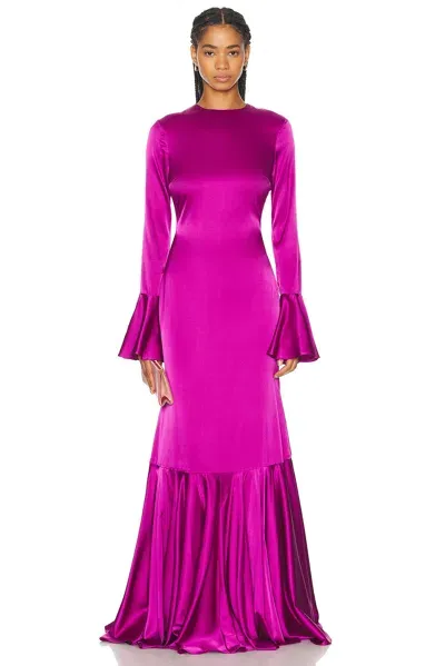 Caroline Constas Allonia Trumpet Gown In Bougainvillea