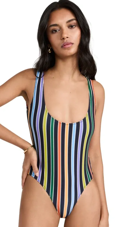 Caroline Constas Aristi One Piece Black Multi Stripe