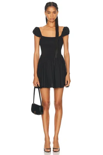 Caroline Constas Tarah Smocked V Waist Mini Dress In Black