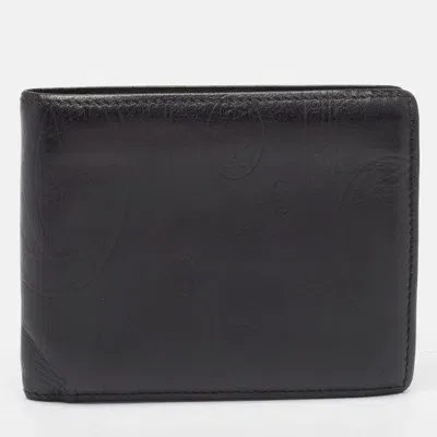 Pre-owned Cartier Black Leather Happy Birthday Bifold Compact Wallet