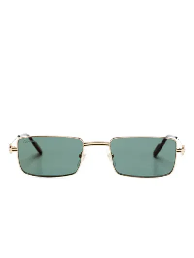 Cartier Sonnenbrille Mit Eckigem Gestell In Gold