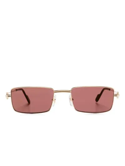 Cartier Sonnenbrille Mit Eckigem Gestell In Gold