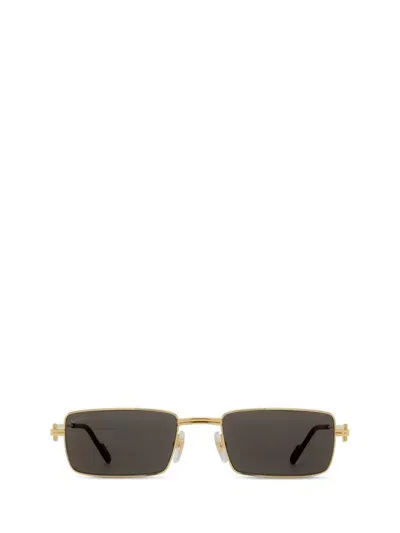 Cartier Rectangular Frame Sunglasses In Gold