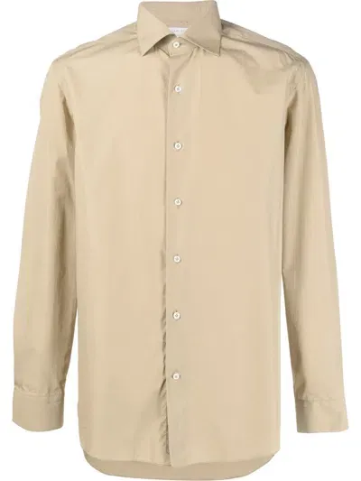 Caruso Classic Cotton Shirt In Beige