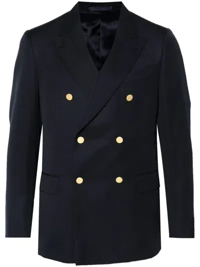 Caruso Double-breasted Blazer In Blue