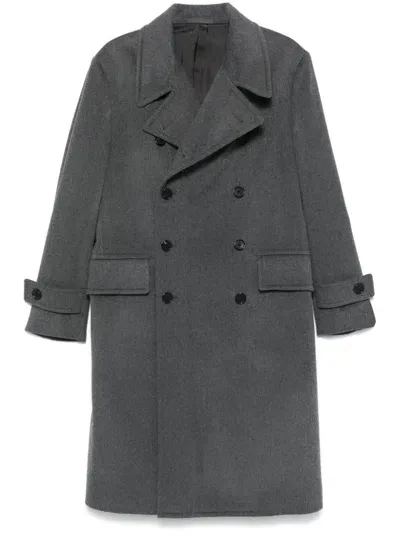 Caruso Double-breasted Coat In Grey