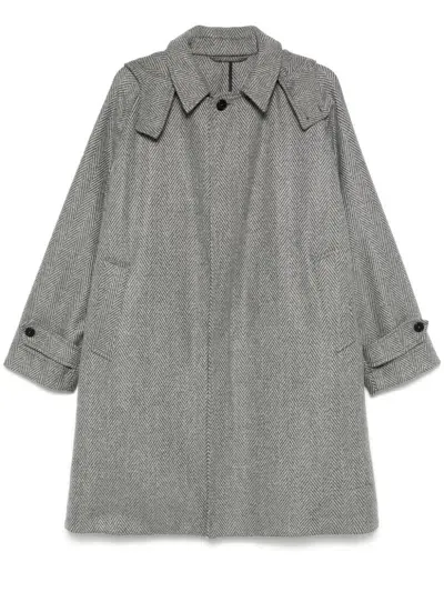 Caruso Herringbone-pattern Coat In Grey