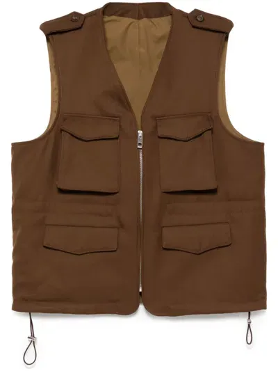 Caruso Padded Gilet In Brown