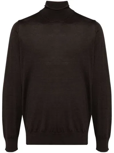 Caruso Roll-neck Jumper In Brown