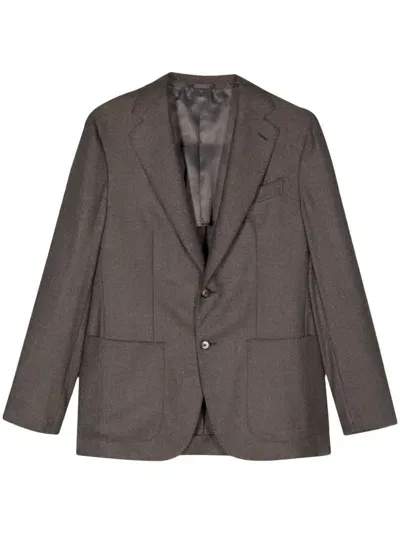 Caruso Single-breasted Blazer In Brown