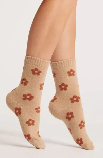 Casa Clara Print Quarter Socks In Rust Floral