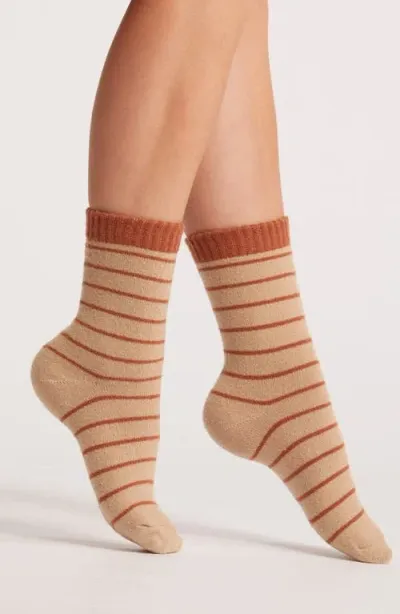 Casa Clara Print Quarter Socks In Tan Lines