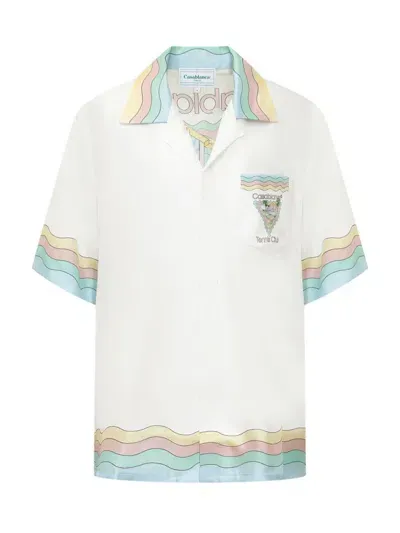 Casablanca Tennis Court Shirt In Silk In White