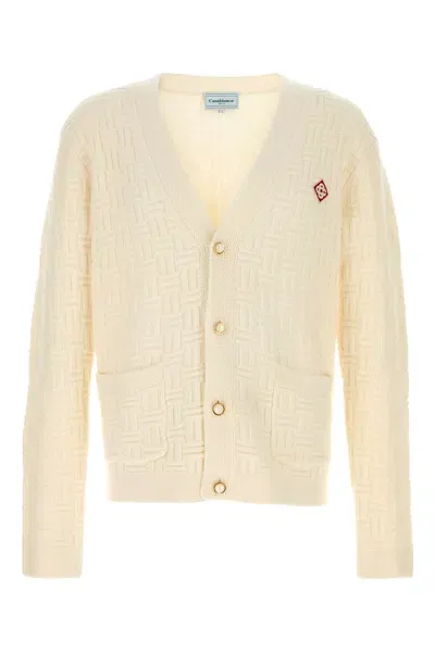 Casablanca Column Stitch Cardigan In White