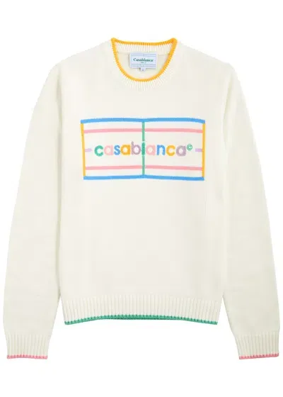 Casablanca Court Logo-intarsia Cotton Jumper In Pastel