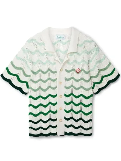 Casablanca Gradient Wave Shirt White Green In Cotton