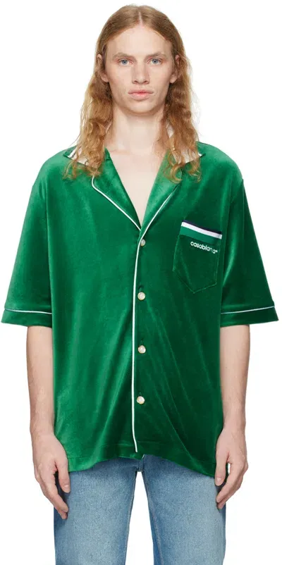 Casablanca Green Velour Shirt In Evergreen