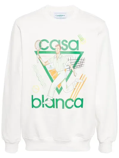 Casablanca Le Jeu Organic-cotton Sweatshirt In White