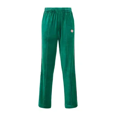 Casablanca Logo Embroidered Velvet Jogging Pants In Green