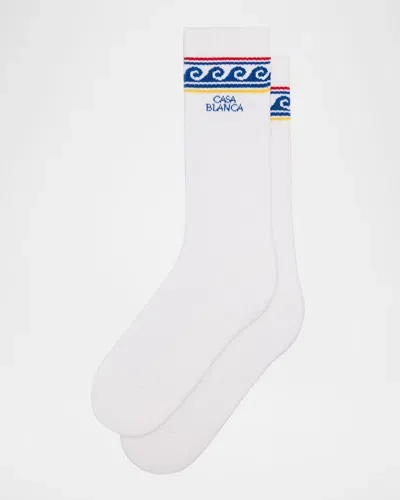 Casablanca Men's Logo Basketball Crew Socks In Greek Wave