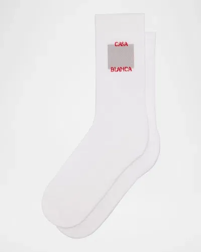 Casablanca Men's Logo Crew Socks In Grey Casa Squar