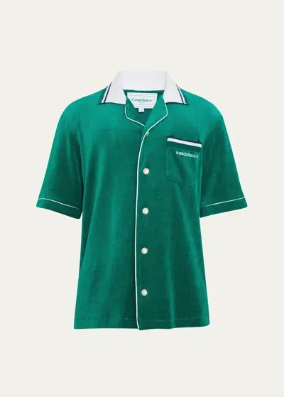 Casablanca Short Sleeves Velour Shirt In Green