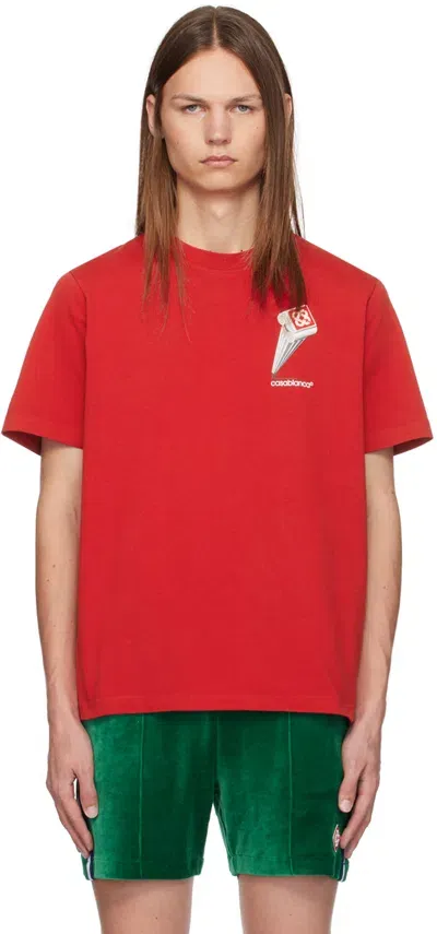 Casablanca Red Leaning Column T-shirt