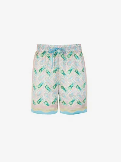 Casablanca Silk Ping Pong Bermuda Shorts In Multi