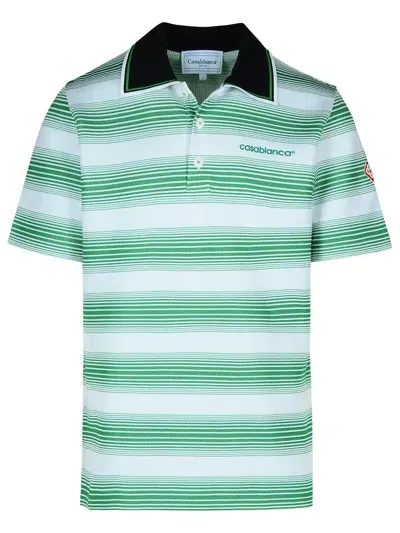 Casablanca White Cotton Blend Polo Shirt In Green