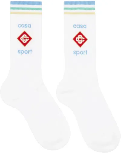 Casablanca Casa Sport Ribbed Socks In White