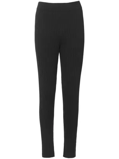 Cashmere In Love Luz Ribbed Wool-cashmere Track Pants In Black