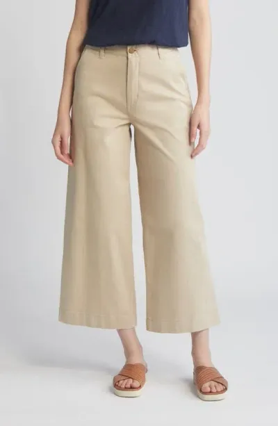 Caslon Wide Leg Twill Pants In Tan Oxford