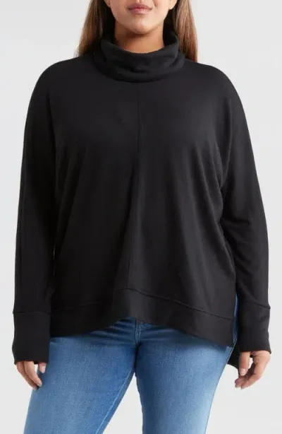 Caslonr Caslon(r) Cowl Neck Fleece Tunic Top In Black