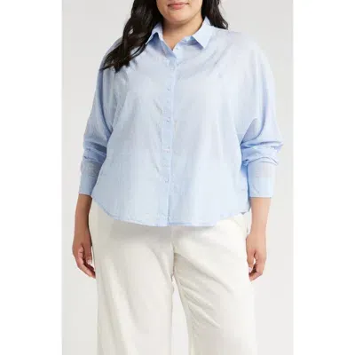 Caslonr Caslon(r) Dolman Sleeve Cotton Button-up Shirt In Blue Cornflower Cross Dye