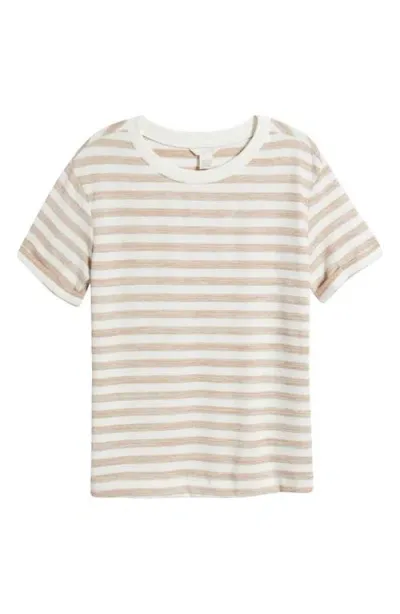 Caslonr Caslon(r) Ease Stripe Crewneck T-shirt In Tan Oxford- White Charm Stripe