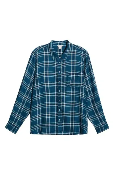 Caslonr Caslon(r) Flannel Button-up Shirt In Teal- Navy Maude Check