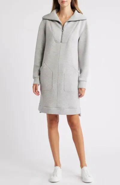 Caslonr Caslon(r) Half Zip Long Sleeve Sweatshirt Dress In Grey Heather