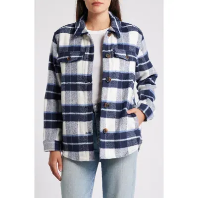 Caslonr Caslon(r) Plaid Brushed Flannel Shacket In Navy- Ivory Posey Check